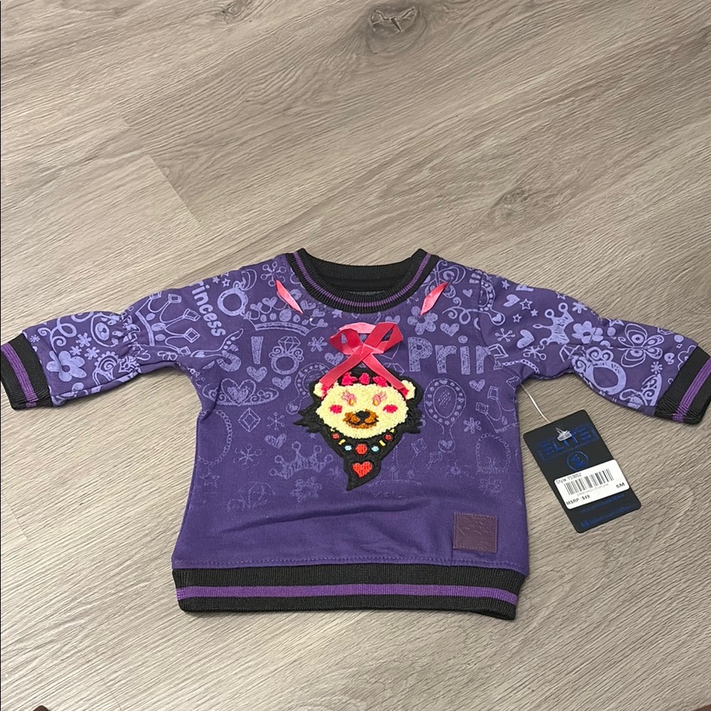 Brand New Elite Premium Denim Purple Kids Shirt with Floral Design